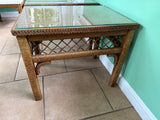 Henry Link Wicker End Tables with Glass Top (Pair)