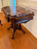 Victorian Eastlake Style Parlor Table with Marble Top