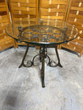 Round Glass Top End Table with Metal Base