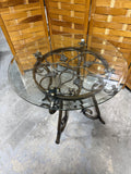 Round Glass Top End Table with Metal Base