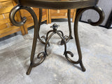 Round Glass Top End Table with Metal Base