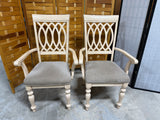 Pair of Cream and Grey Dining Arm Chairs