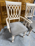 Pair of Cream and Grey Dining Arm Chairs