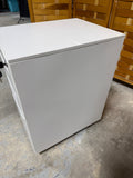 Small White Filing Cabinet with Key on Casters (A)