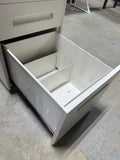 Small White Filing Cabinet with Key on Casters (A)
