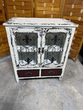 White Distressed Cabinet with Metal Accents by Powell Furniture