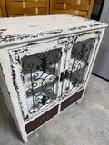 White Distressed Cabinet with Metal Accents by Powell Furniture