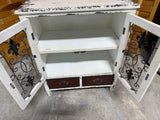 White Distressed Cabinet with Metal Accents by Powell Furniture