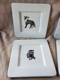Set of 4 World Market Woodland Animal Salad Plates
