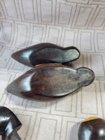 Pair of Carved Dark Wood Duck Figurines