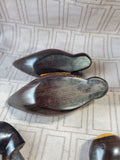 Pair of Carved Dark Wood Duck Figurines