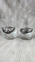 Set of 5 Clear Glass Vintage Car Whiskey Glasses