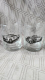 Set of 5 Clear Glass Vintage Car Whiskey Glasses