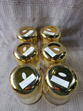 Set of 6 Clear Glass and Gold Toned Lowball Glasses