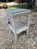 White Wicker Side Table/Plant Stand