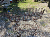 Wraught Iron Rusted Oval Curl Plant Stand