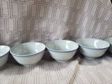 Set of 12 Blue and White Pedestal Rice Bowls