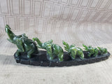 Carved Green Stone Elephants in Line Figurine