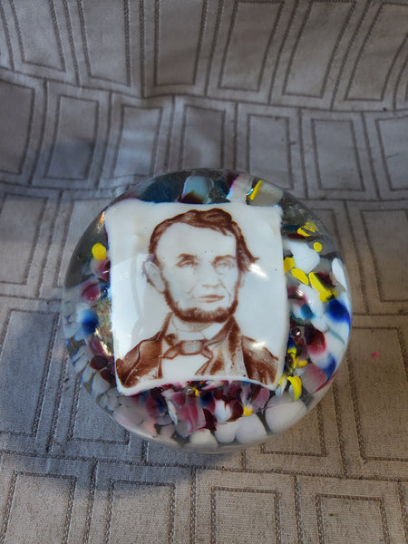 John Degenhart Abraham Lincoln Glass Paperweight