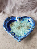 Pottery and Crackle Glass Heart Trinket Dish
