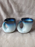 Signed Pair of Peter Pots Pottery Horn Steins/Mugs