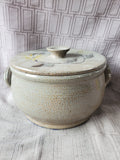 Yellow Floral Pottery Covered Casserole Dish