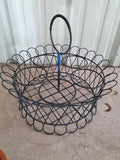 Black Wire Pot Holder Basket w/One Terracotta Pot