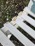 White Lattice Metal Outdoor Bench w/Cushion