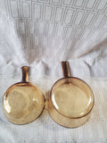 Pair of Corning Ware Visions Amber Glass Sauce Pans with One Lid