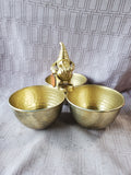 Autumn Gnome Gold Tone 3 Bowl Serving Dish