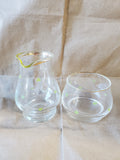 Clear Glass Shamrock Creamer and Sugar Set