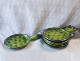 Set of 6 Green Glazed Ceramic Escargot Dishes
