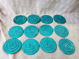 Set of 12 Blue Woven Coasters