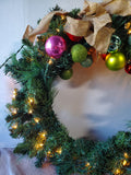 Lighted Christmas Wreath with Ornaments WORKS