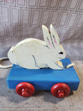 Primitive Wooden Bunny Pull Toy