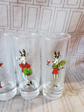 Set of 4 Clear Glass Christmas Reindeer Shot Glasses