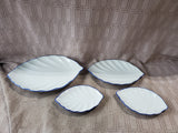 Set of 4 IDG Blue and White Leaf Plates