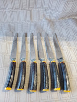 Set of 6 Burns Mfg. Stainless Steel Serated Steak Knives