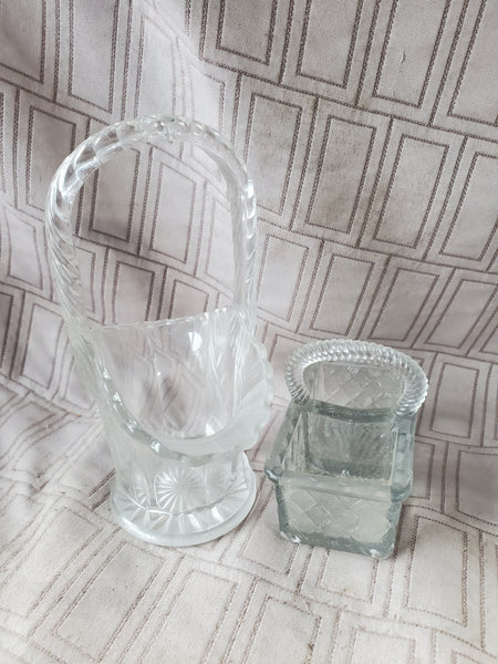 Pair of Clear Glass Baskets