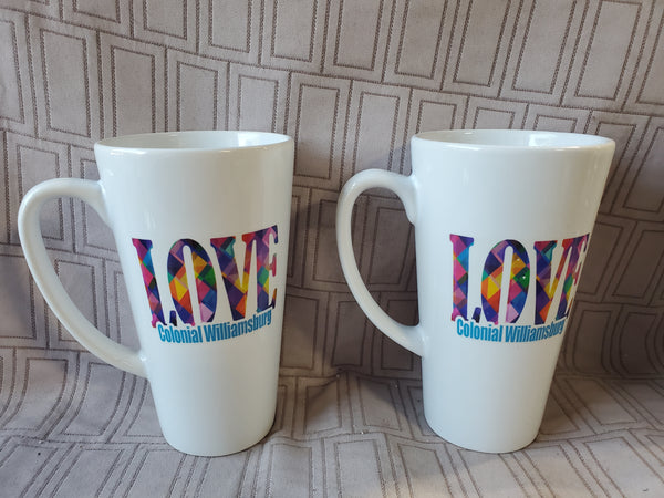 Pair of Love Colonial Williamsburg Coffee Mugs