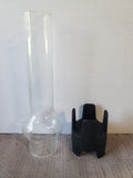 Dansk Jens Quistgaard Cast Iron and Hurricane Glass Candle Holder
