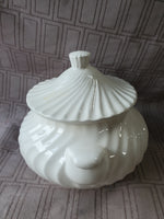 White Ceramic Swirl Soup Tureen