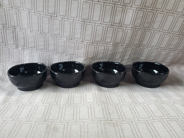 Set of 4 Black Ceramic Dessert Bowls