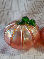 Pair of Iridescent Glass Pumpkins