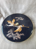 Vintage Lacquerware Crane Divided Relish Dish