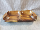 Carved Wooden 2 Sectioned Rectangular Platter