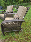 Brown All Weather Wicker Lounge Chair Pair W/Solarium Cushions