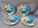 Set of 4 Pier 1 Blue Crab Melamine Salad Plates