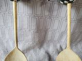 Pair of Rustic Checkered Rooster Wooden Salad Servers