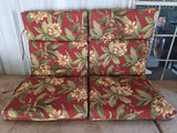 Pair of Maroon Floral Chair Cushions